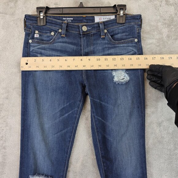AG Adriano Goldschmied Jeans Womens 26R Blue Legging Super Skinny Distressed - Picture 7 of 14